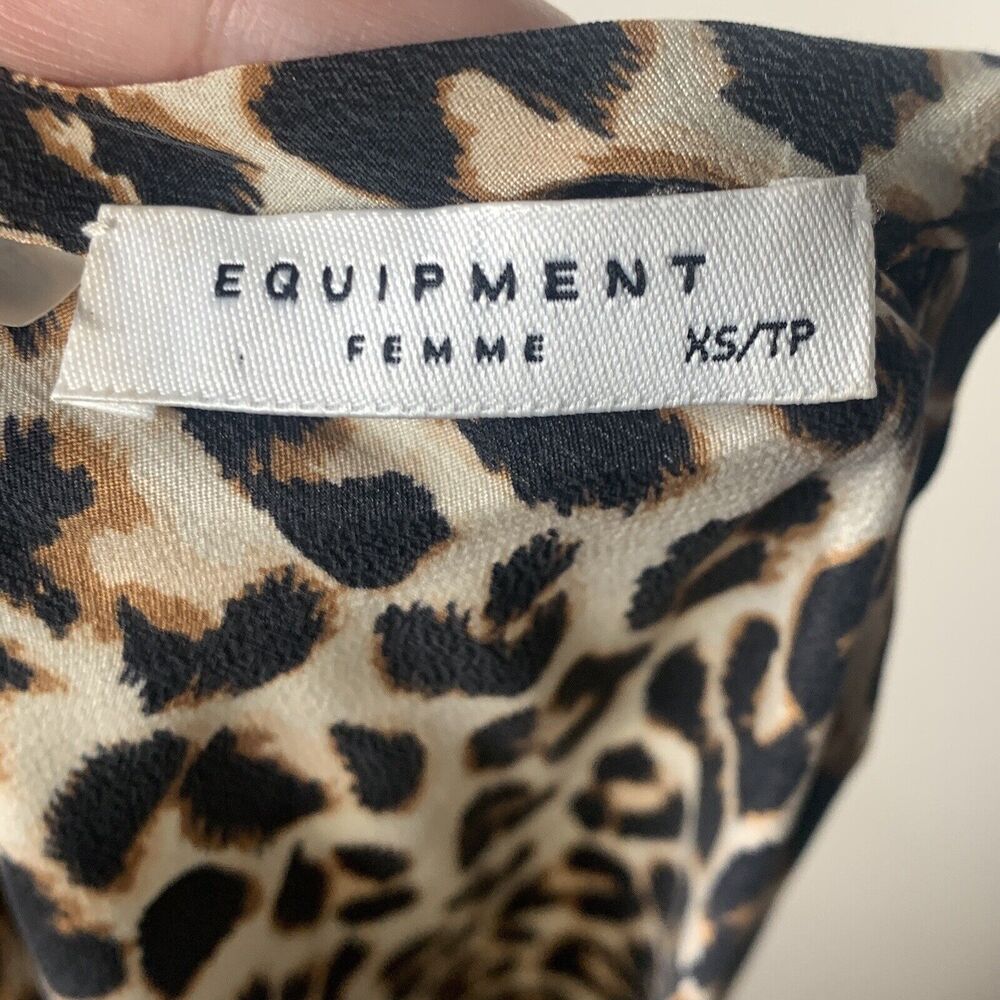 Equipment Silk Dress Size XS Cheetah Animal Print 3/4 Sleeves Pockets Aubrey Nwt - Picture 6 of 7